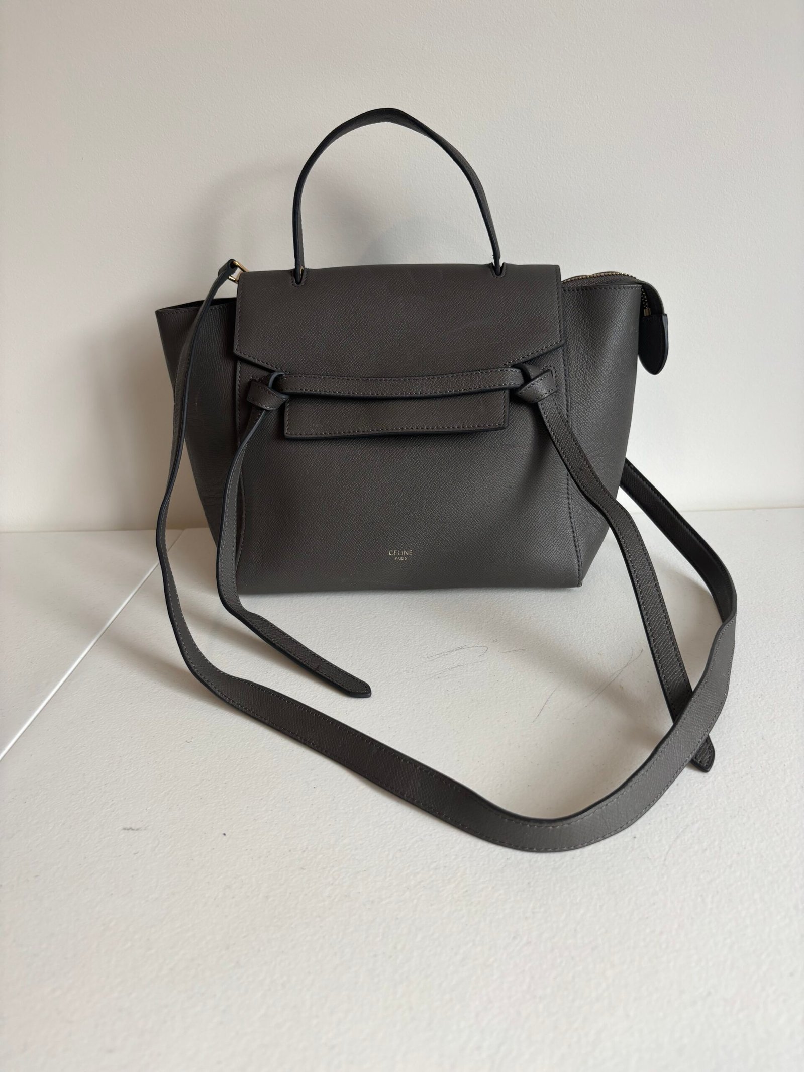 Celine Grey Grained Calfskin Micro Belt Bag