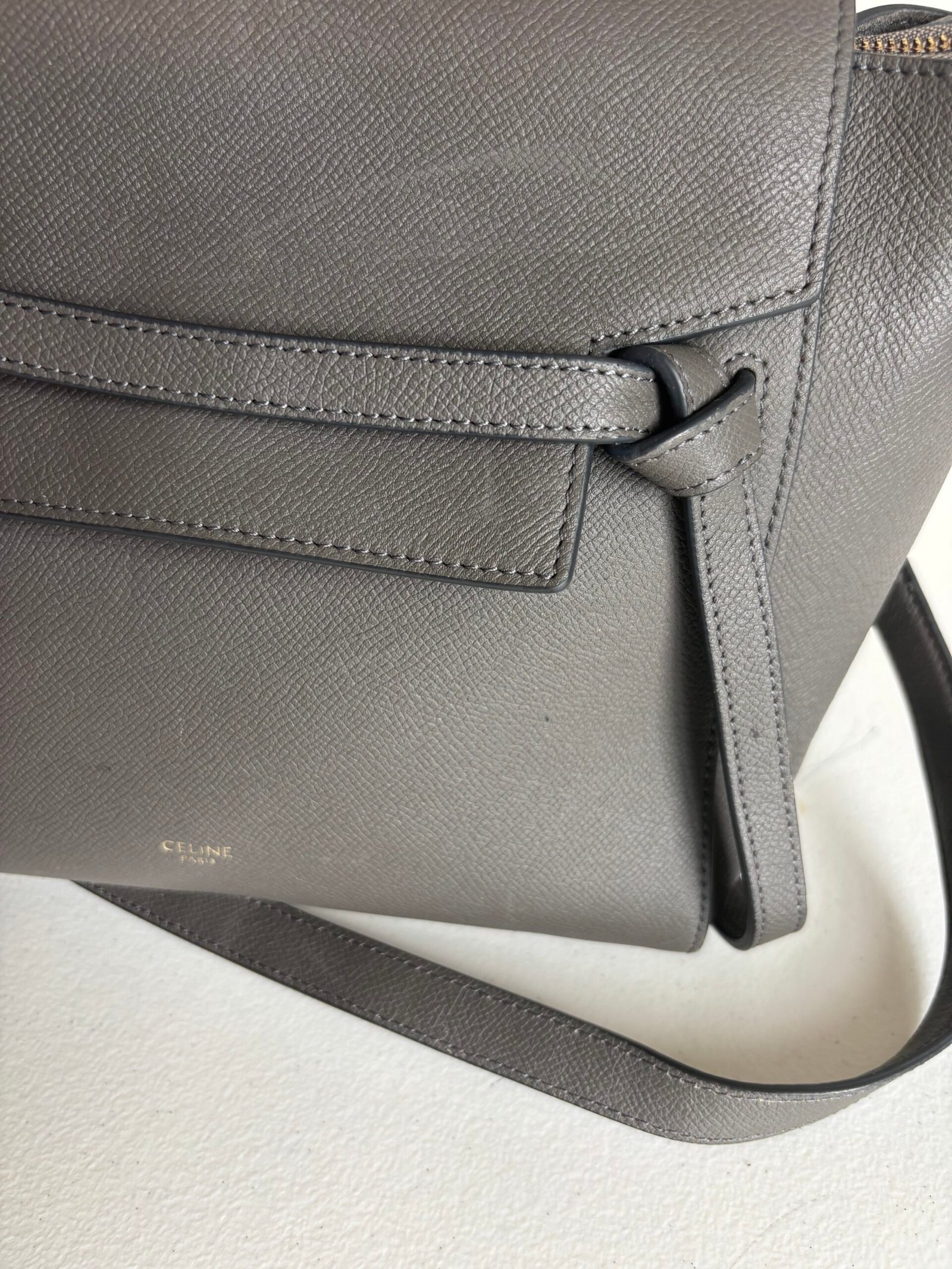 Celine Grey Grained Calfskin Micro Belt Bag - Image 6