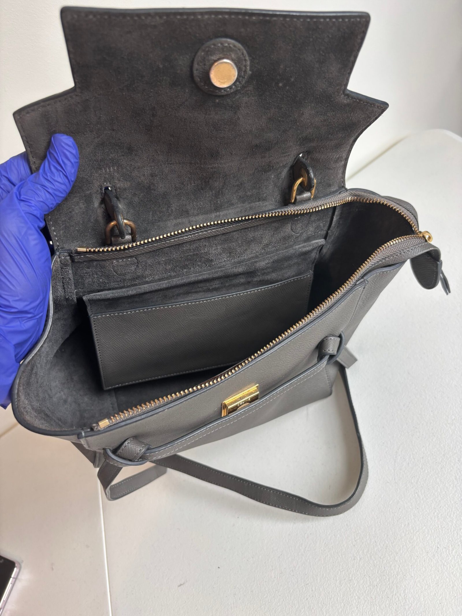 Celine Grey Grained Calfskin Micro Belt Bag - Image 9