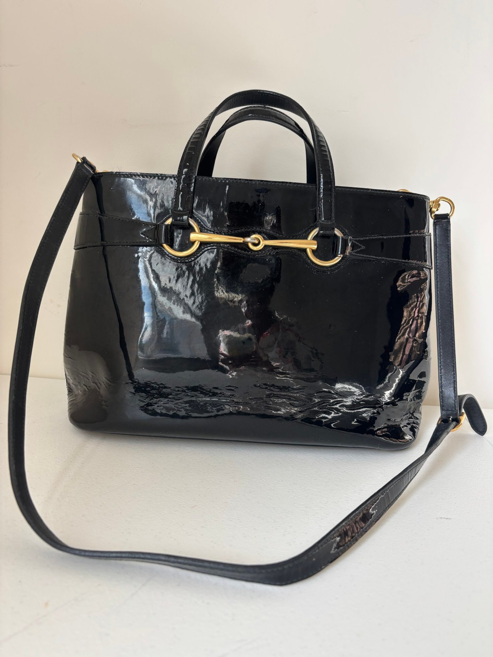 Gucci Bright Bit Patent Leather Tote