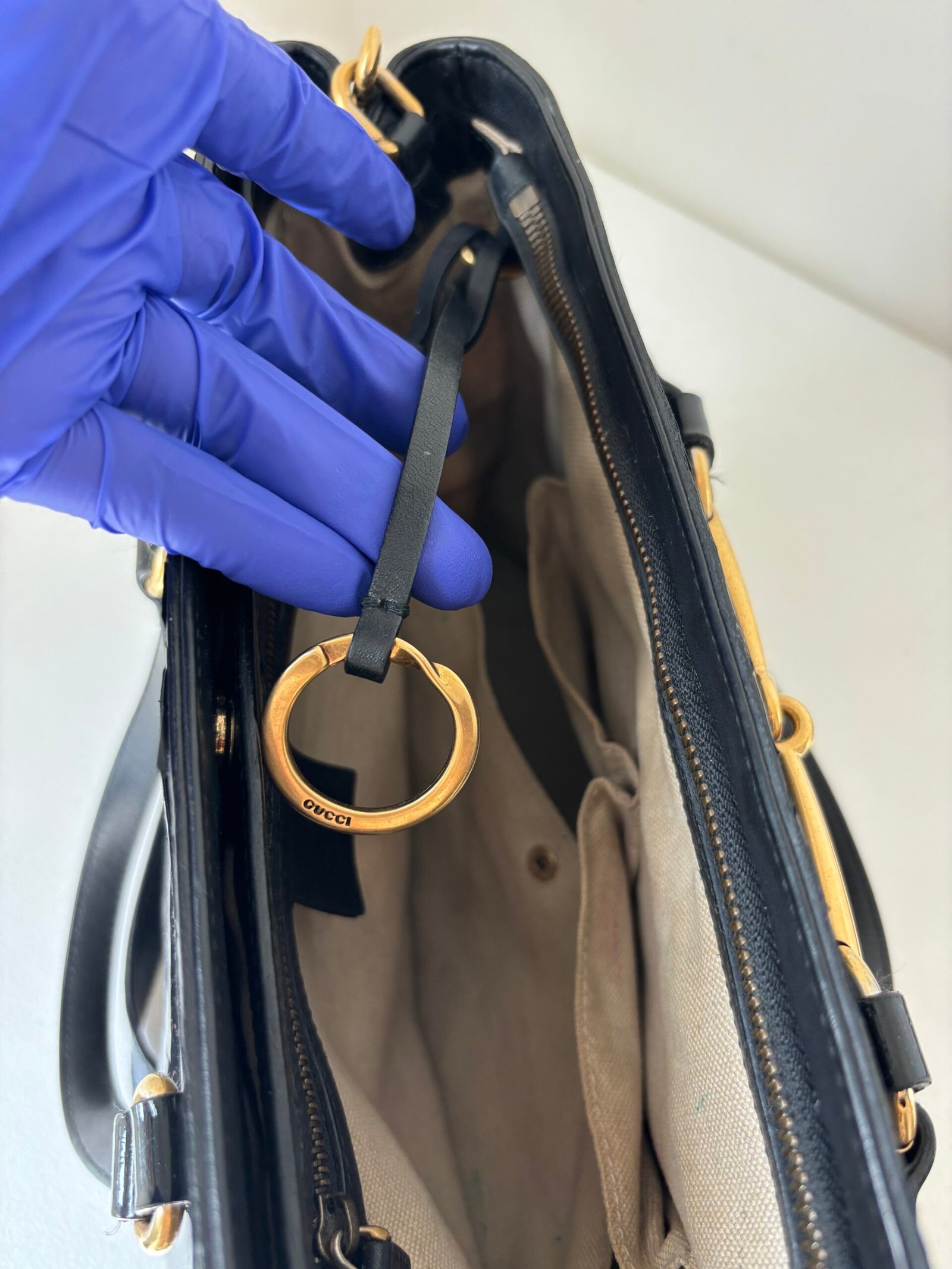 Gucci Bright Bit Patent Leather Tote - Image 11